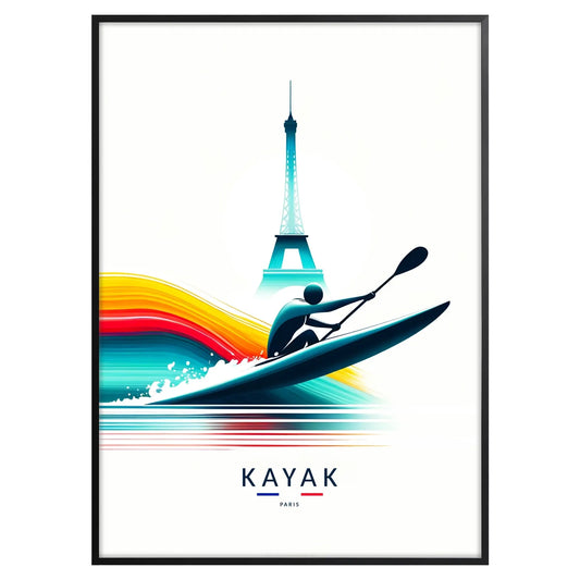 spirit Paris Olympics stunning kayak art poster vibrant print perfect wall thoughtful gift sports enthusiasts unframed version captivating artwork